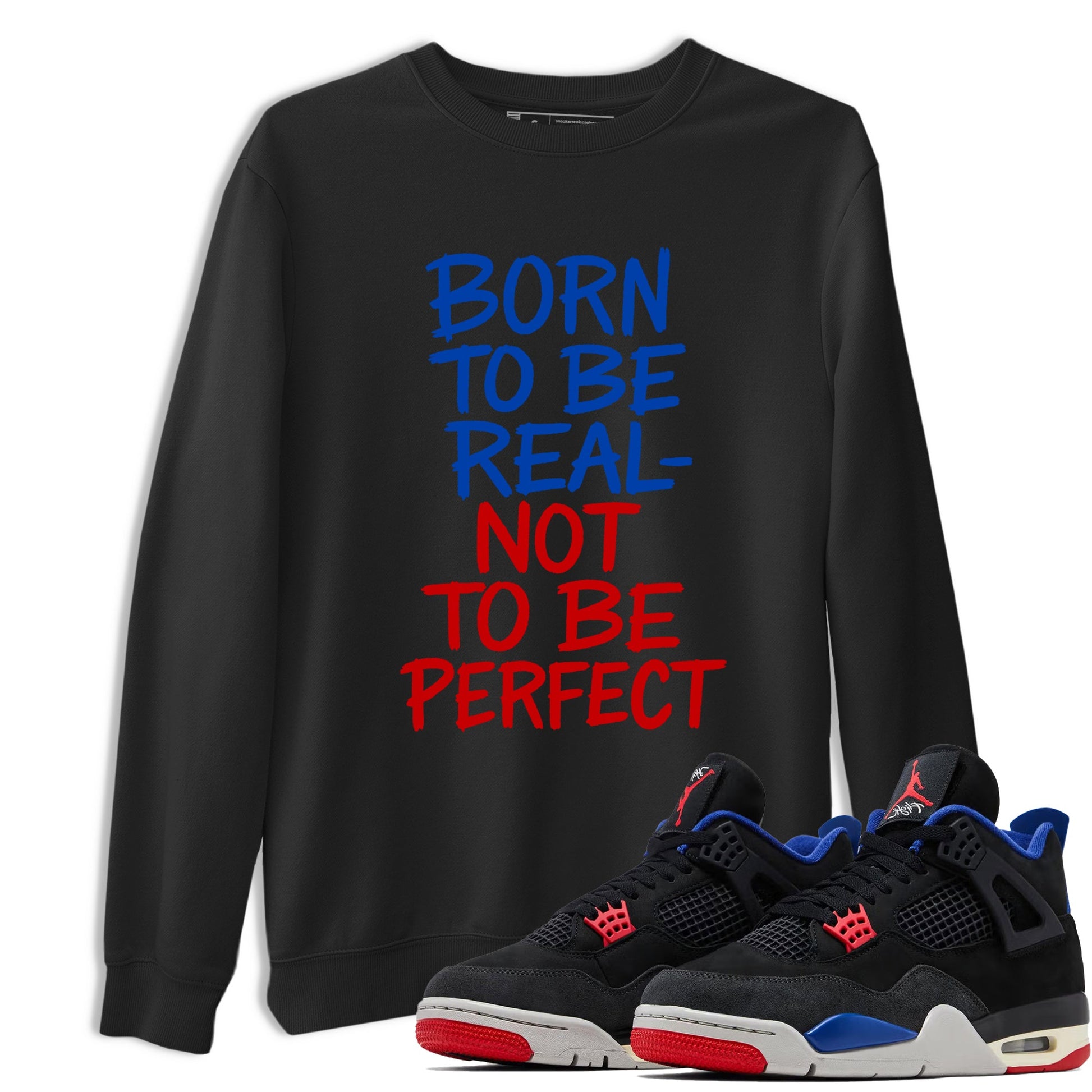 Not Perfect sneaker match t-shirt styled to complete your fit with the Air Jordan 4 Rare Air sneakers, shown in Black 1.