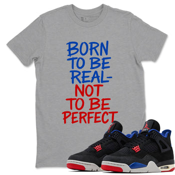 Not Perfect sneaker match t-shirt styled to complete your fit with the Air Jordan 4 Rare Air sneakers, shown in Heather Grey 1.