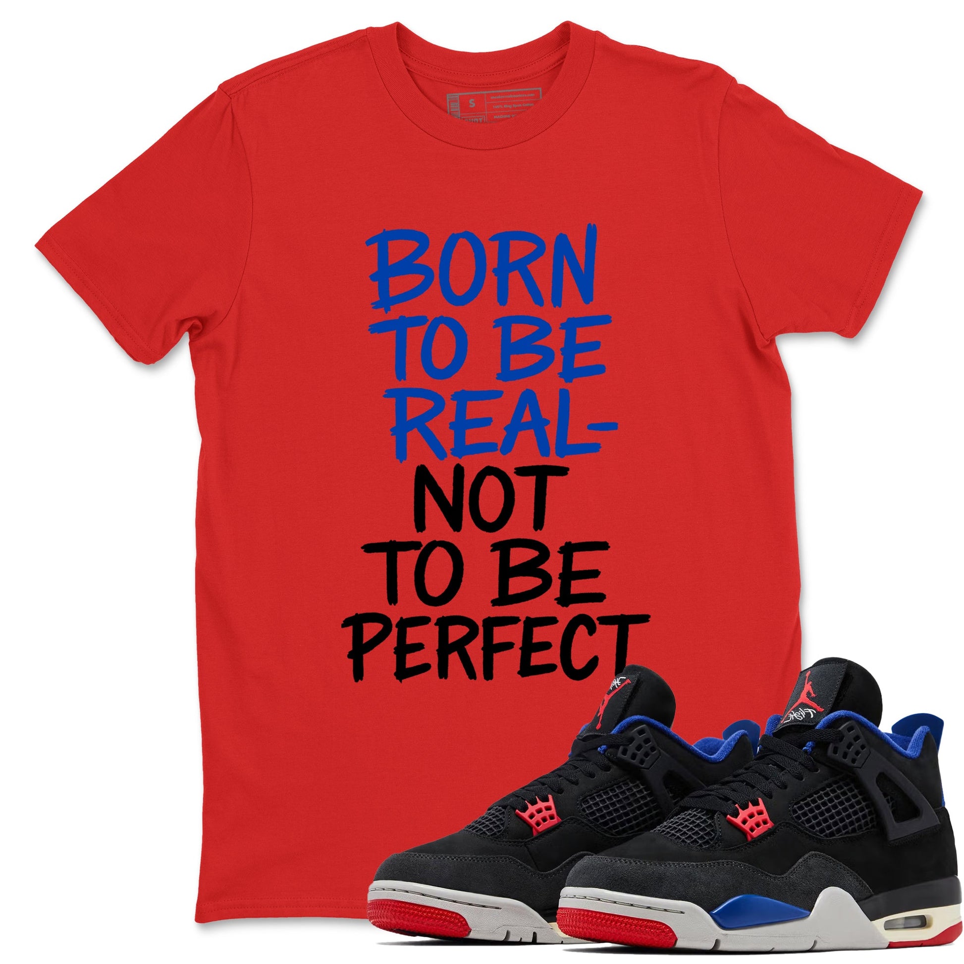 Not Perfect sneaker match t-shirt styled to complete your fit with the Air Jordan 4 Rare Air sneakers, shown in Red 1.