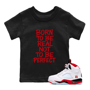 5s Fire Red Sneaker match tees – Sneaker Tees To Match Jordan 5 Retro Fire Red Sneakers – Not Perfect Kids Graphic T-Shirt Black 1