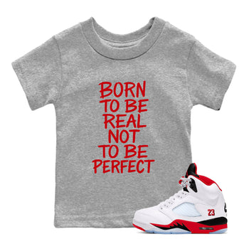 5s Fire Red Sneaker match tees – Sneaker Tees To Match Jordan 5 Retro Fire Red Sneakers – Not Perfect Kids Graphic T-Shirt Heather Grey 1