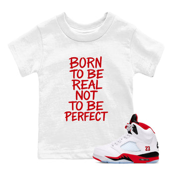 5s Fire Red Sneaker match tees – Sneaker Tees To Match Jordan 5 Retro Fire Red Sneakers – Not Perfect Kids Graphic T-Shirt White 1