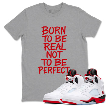5s Fire Red Sneaker match tees – Sneaker Tees To Match Jordan 5 Retro Fire Red Sneakers – Not Perfect Graphic Tee Heather Grey 1