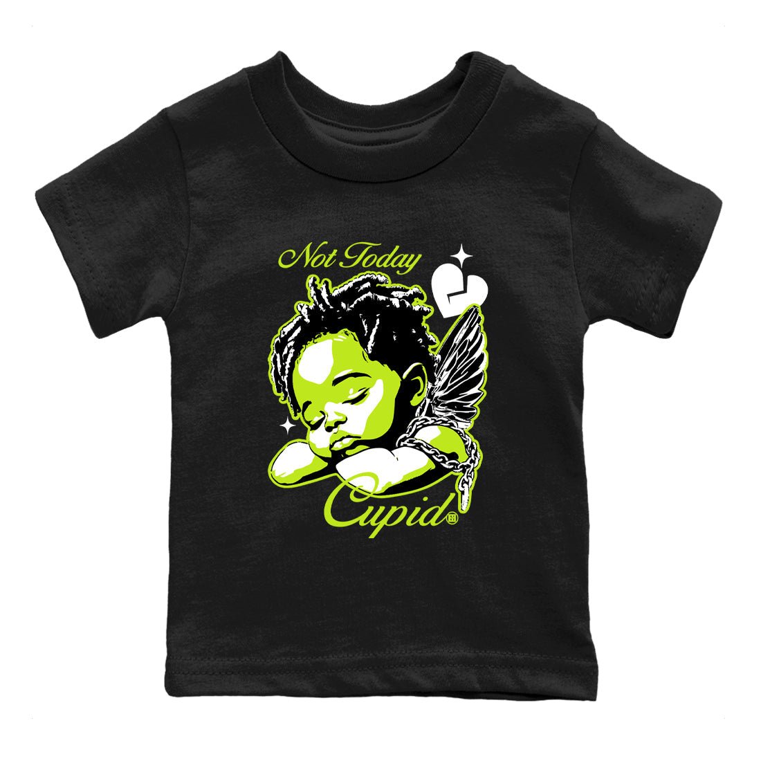 Foams One Black Volt shirts to match jordans Not Today Cupid sneaker match tees Air Foamposite One Black and Volt match shoes to clothes SNRT Sneaker Tees Youth Baby Black 2 tee