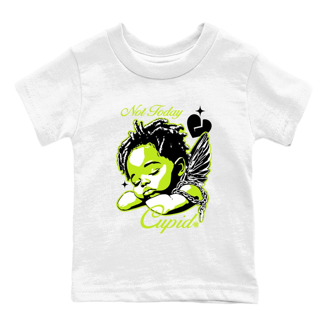 Foams One Black Volt shirts to match jordans Not Today Cupid sneaker match tees Air Foamposite One Black and Volt match shoes to clothes SNRT Sneaker Tees Youth Baby White 2 tee