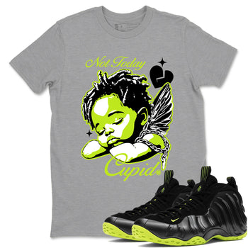 Foams One Black Volt shirts to match jordans Not Today Cupid sneaker match tees Air Foamposite One Black and Volt match shoes to clothes SNRT Sneaker Tees unisex cotton Heather Grey 1 shirts