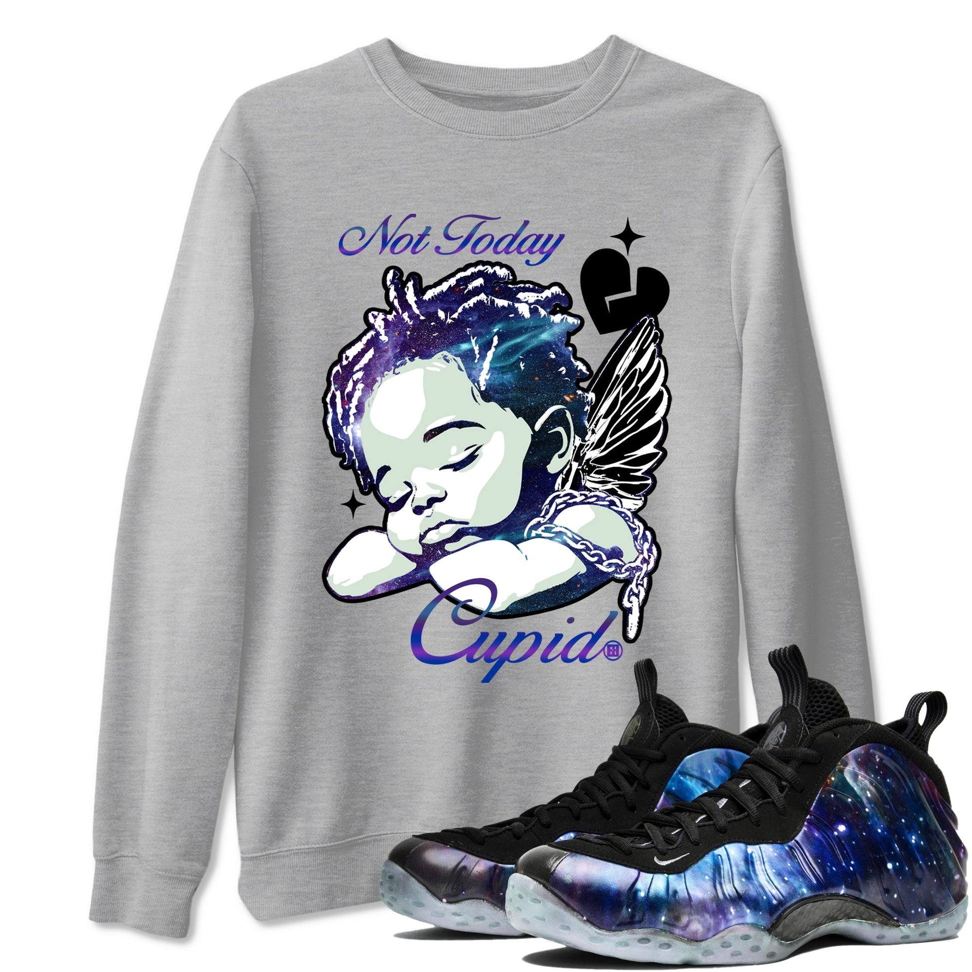 Foams One Galaxy shirts to match jordans Not Today Cupid sneaker match tees Air Foamposite One Galaxy match shoes to clothes SNRT Sneaker Tees unisex cotton Heather Grey 1 shirts
