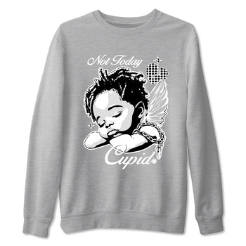 Not Today Cupid sneaker match t-shirt styled to complete your fit with the Air Foamposite One Triple White sneakers, graphic shirts in Heather Grey 2.