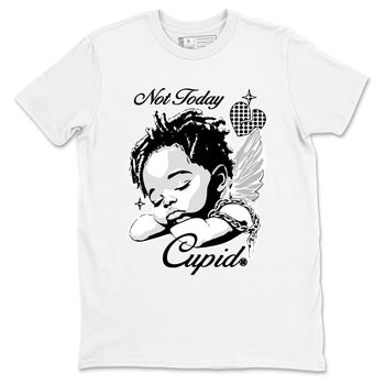 Not Today Cupid sneaker match t-shirt styled to complete your fit with the Air Foamposite One Triple White sneakers, graphic shirts in White 2.