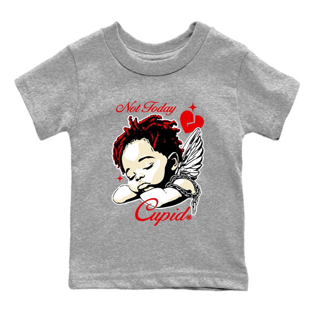1s Black Toe Reimagined shirts to match jordans Not Today Cupid sneaker match tees Air Jordan 1 Black Toe Reimagined best t shirts to wear with jordans SNRT Sneaker Tees Youth Baby Heather Grey 2 tee