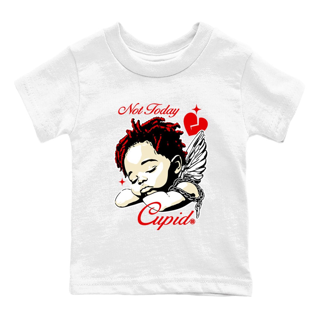 1s Black Toe Reimagined shirts to match jordans Not Today Cupid sneaker match tees Air Jordan 1 Black Toe Reimagined best t shirts to wear with jordans SNRT Sneaker Tees Youth Baby White 2 tee