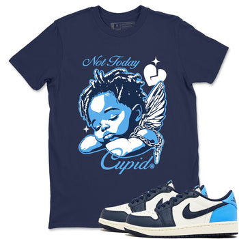 1s Obsidian shirts to match jordans Not Today Cupid shirts to match Jordans AJ1 Retro Low OG Obsidian match shoes to clothes SNRT Sneaker Tees unisex cotton Navy 1 shirts