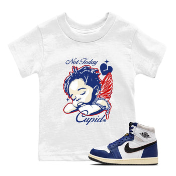 1s Rare Air shirts to match jordans Not Today Cupid sneaker match tees Air Jordan 1 High OG Rare Air Deep Royal Blue match shoes to clothes SNRT Sneaker Tees Youth Baby White 1 tee