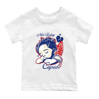 1s Rare Air shirts to match jordans Not Today Cupid sneaker match tees Air Jordan 1 High OG Rare Air Deep Royal Blue match shoes to clothes SNRT Sneaker Tees Youth Baby White 2 tee