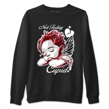 Not Today Cupid sneaker match t-shirt styled to complete your fit with the Air Jordan 1 Ruby sneakers, shown in Black 2.