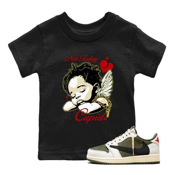 Air Jordan 1 x Travis Scott Medium Olive shirts to match jordans Not Today Cupid sneaker match tees Air Jordan 1 Travis Scott Medium Olive best t shirts to wear with jordans SNRT Sneaker Tees Youth Baby Black 1 tee