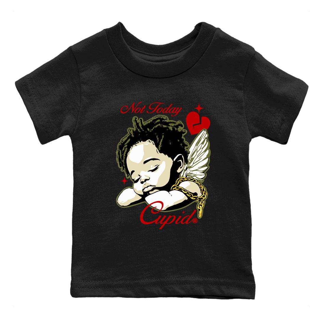 Air Jordan 1 x Travis Scott Medium Olive shirts to match jordans Not Today Cupid sneaker match tees Air Jordan 1 Travis Scott Medium Olive best t shirts to wear with jordans SNRT Sneaker Tees Youth Baby Black 2 tee