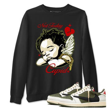 Air Jordan 1 x Travis Scott Medium Olive shirts to match jordans Not Today Cupid sneaker match tees Air Jordan 1 Travis Scott Medium Olive best t shirts to wear with jordans SNRT Sneaker Tees unisex cotton Black 1 shirts