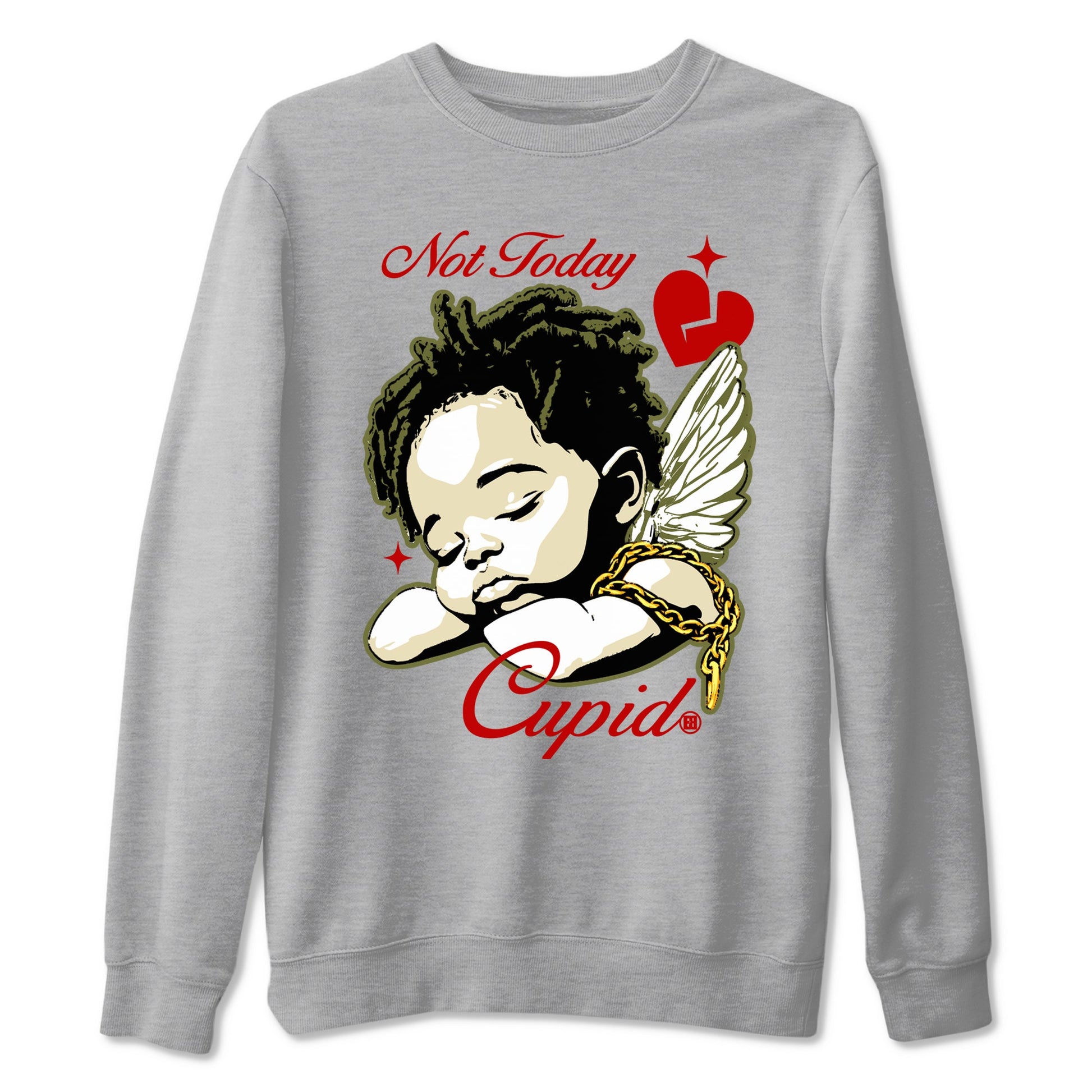 Air Jordan 1 x Travis Scott Medium Olive shirts to match jordans Not Today Cupid sneaker match tees Air Jordan 1 Travis Scott Medium Olive best t shirts to wear with jordans SNRT Sneaker Tees unisex cotton Heather Grey 2 shirts