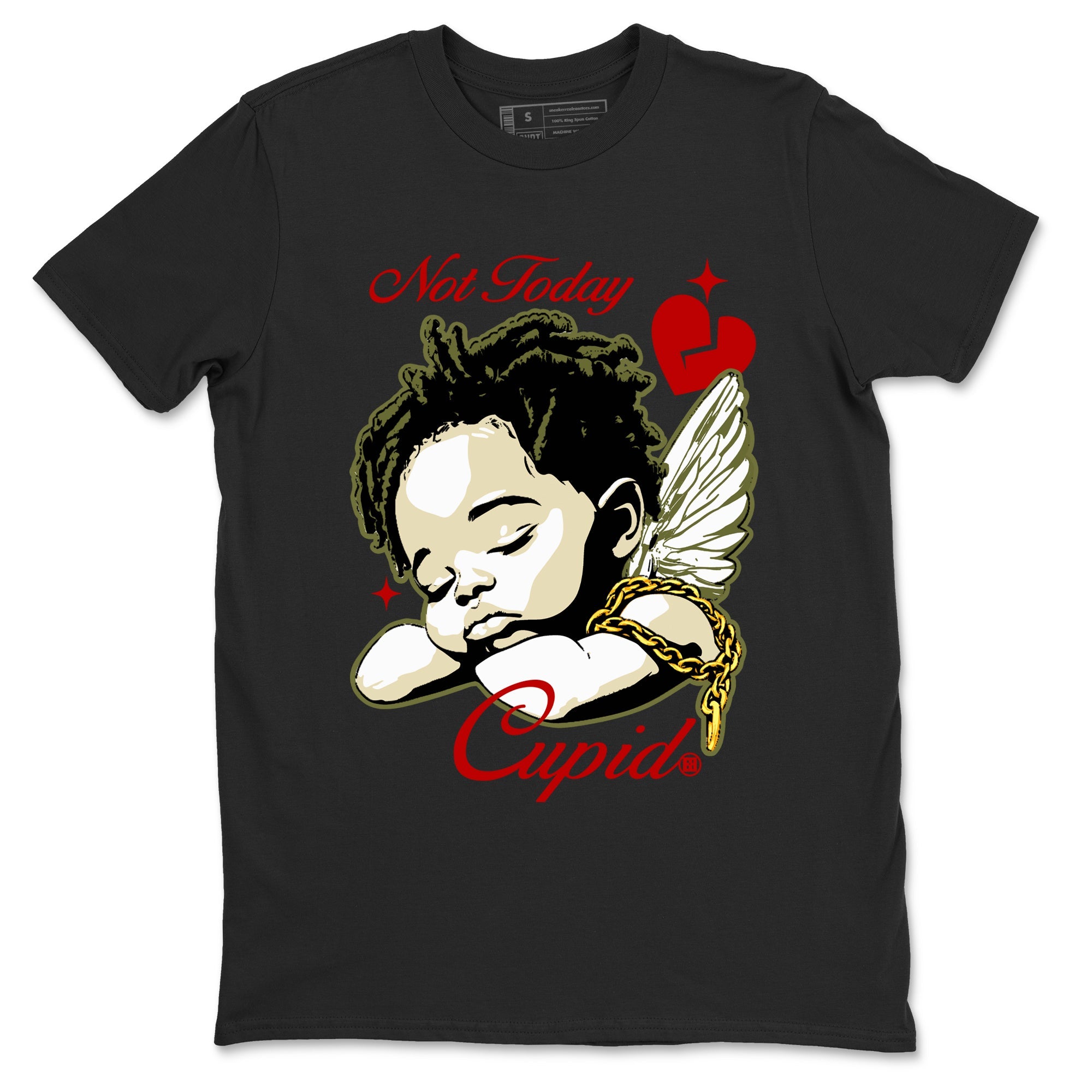 Air Jordan 1 x Travis Scott Medium Olive shirts to match jordans Not Today Cupid sneaker match tees Air Jordan 1 Travis Scott Medium Olive best t shirts to wear with jordans SNRT Sneaker Tees unisex cotton Black 2 shirts