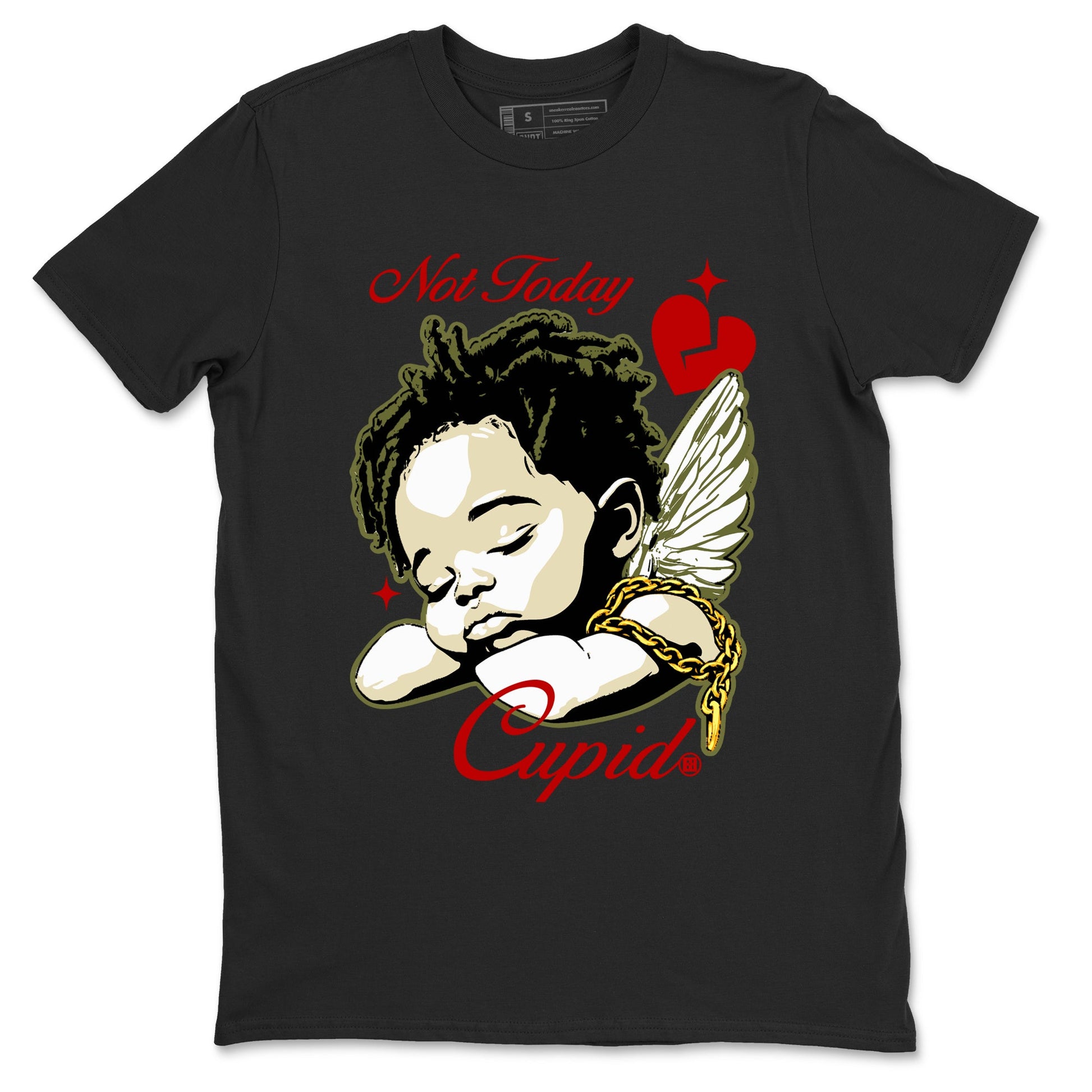 Air Jordan 1 x Travis Scott Medium Olive shirts to match jordans Not Today Cupid sneaker match tees Air Jordan 1 Travis Scott Medium Olive best t shirts to wear with jordans SNRT Sneaker Tees unisex cotton Black 2 shirts
