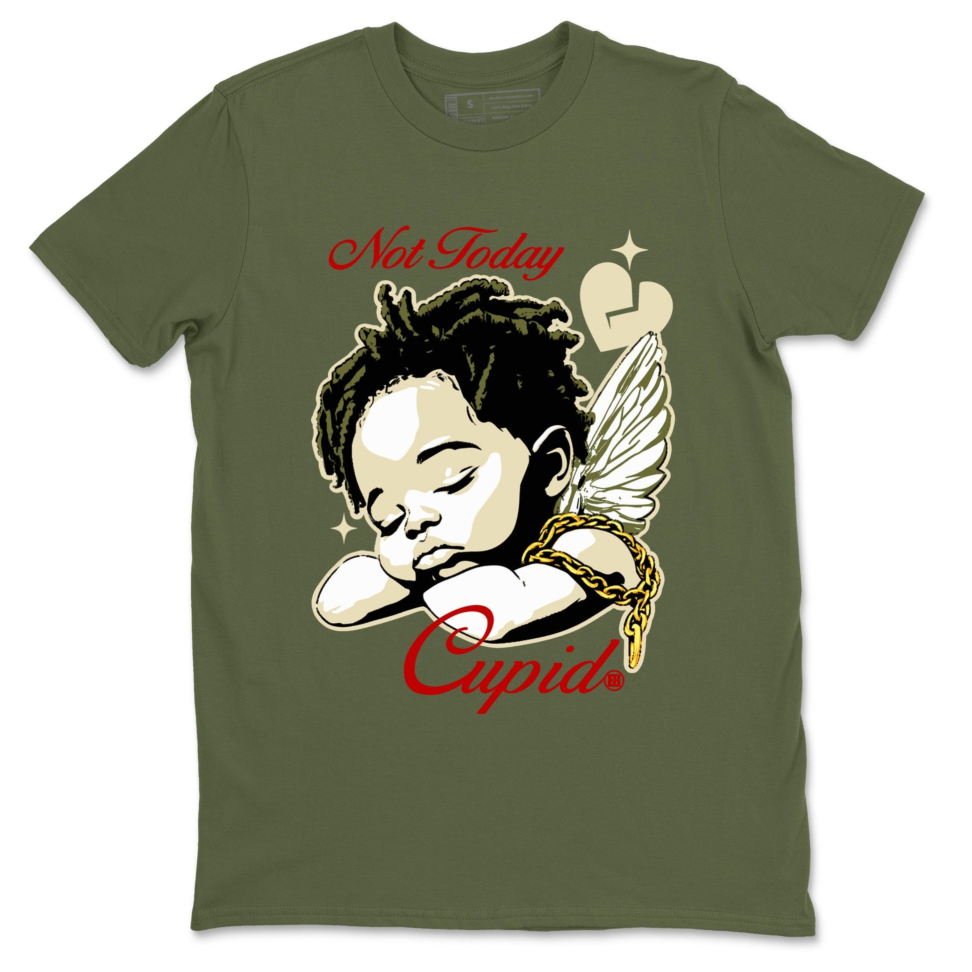 Air Jordan 1 x Travis Scott Medium Olive shirts to match jordans Not Today Cupid sneaker match tees Air Jordan 1 Travis Scott Medium Olive best t shirts to wear with jordans SNRT Sneaker Tees unisex cotton Military Green 2 shirts