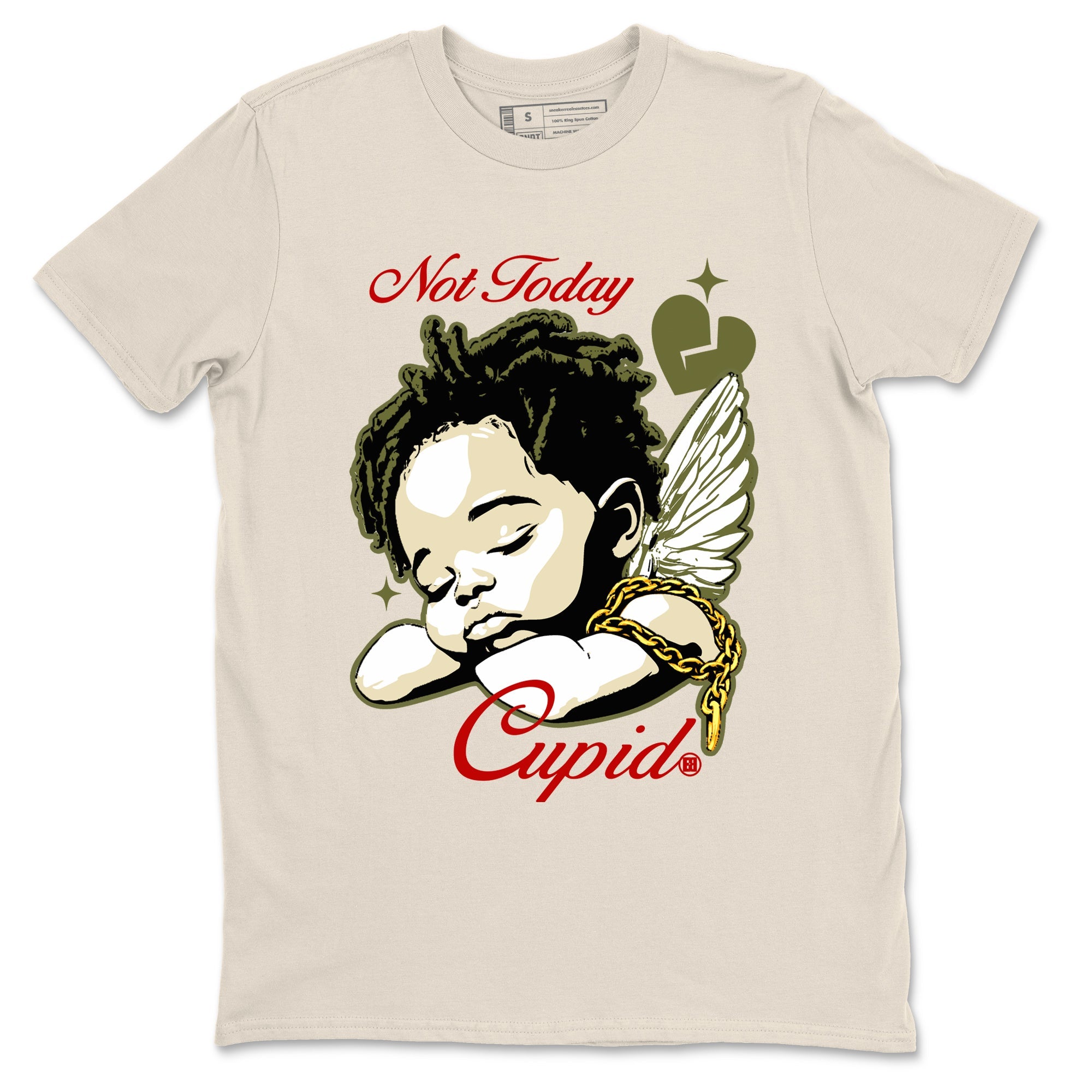 Air Jordan 1 x Travis Scott Medium Olive shirts to match jordans Not Today Cupid sneaker match tees Air Jordan 1 Travis Scott Medium Olive best t shirts to wear with jordans SNRT Sneaker Tees unisex cotton Natural 2 shirts