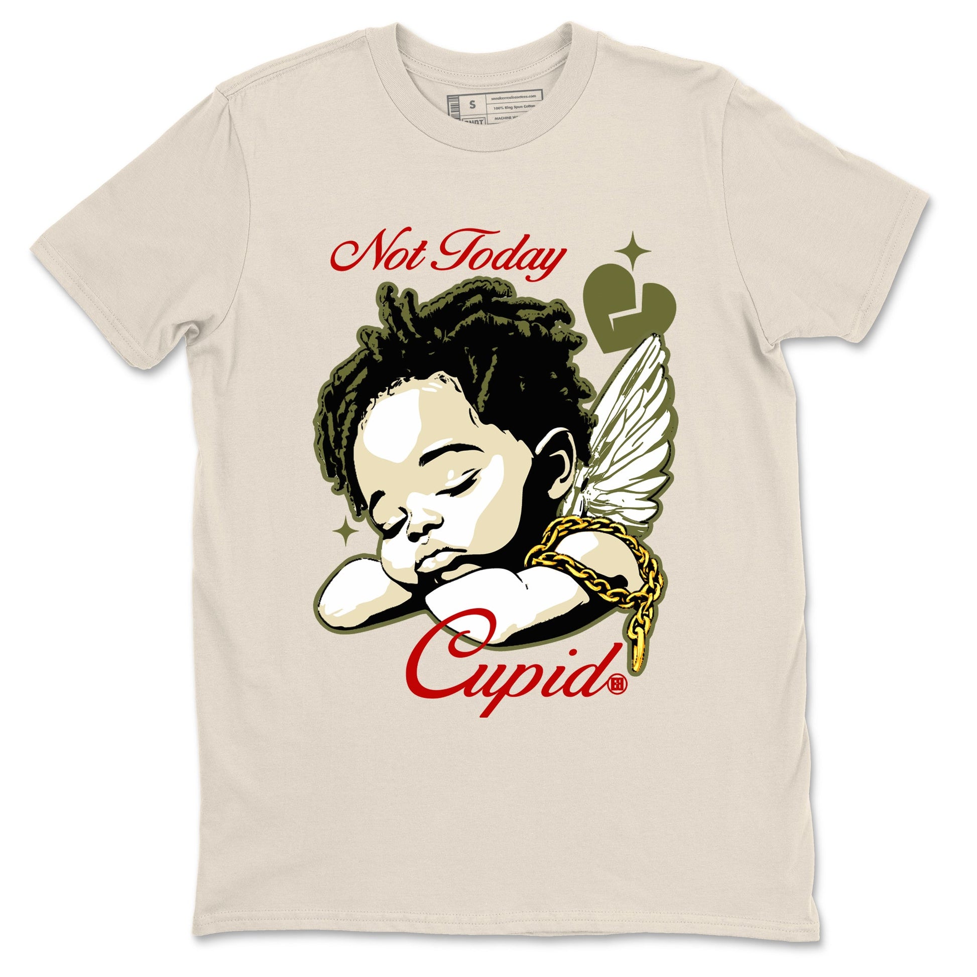 Air Jordan 1 x Travis Scott Medium Olive shirts to match jordans Not Today Cupid sneaker match tees Air Jordan 1 Travis Scott Medium Olive best t shirts to wear with jordans SNRT Sneaker Tees unisex cotton Natural 2 shirts