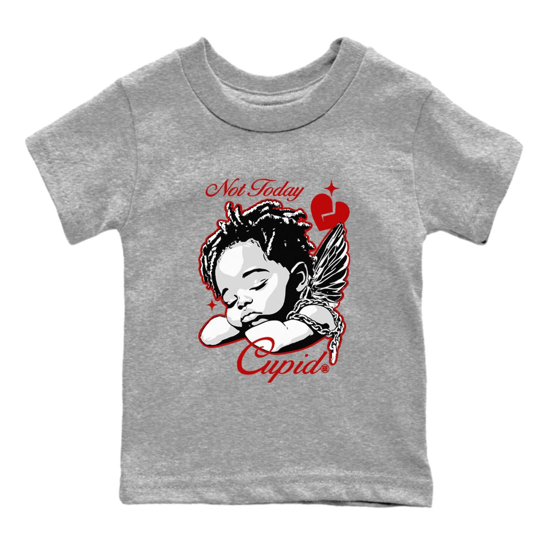 Air Jordan 11 Low Bred sneaker match tee Not Today Cupid sneaker match tees Air Jordan 11 Bred best t-shirts to match jordans SNRT Sneaker Tees Youth Baby Heather Grey 2 tee