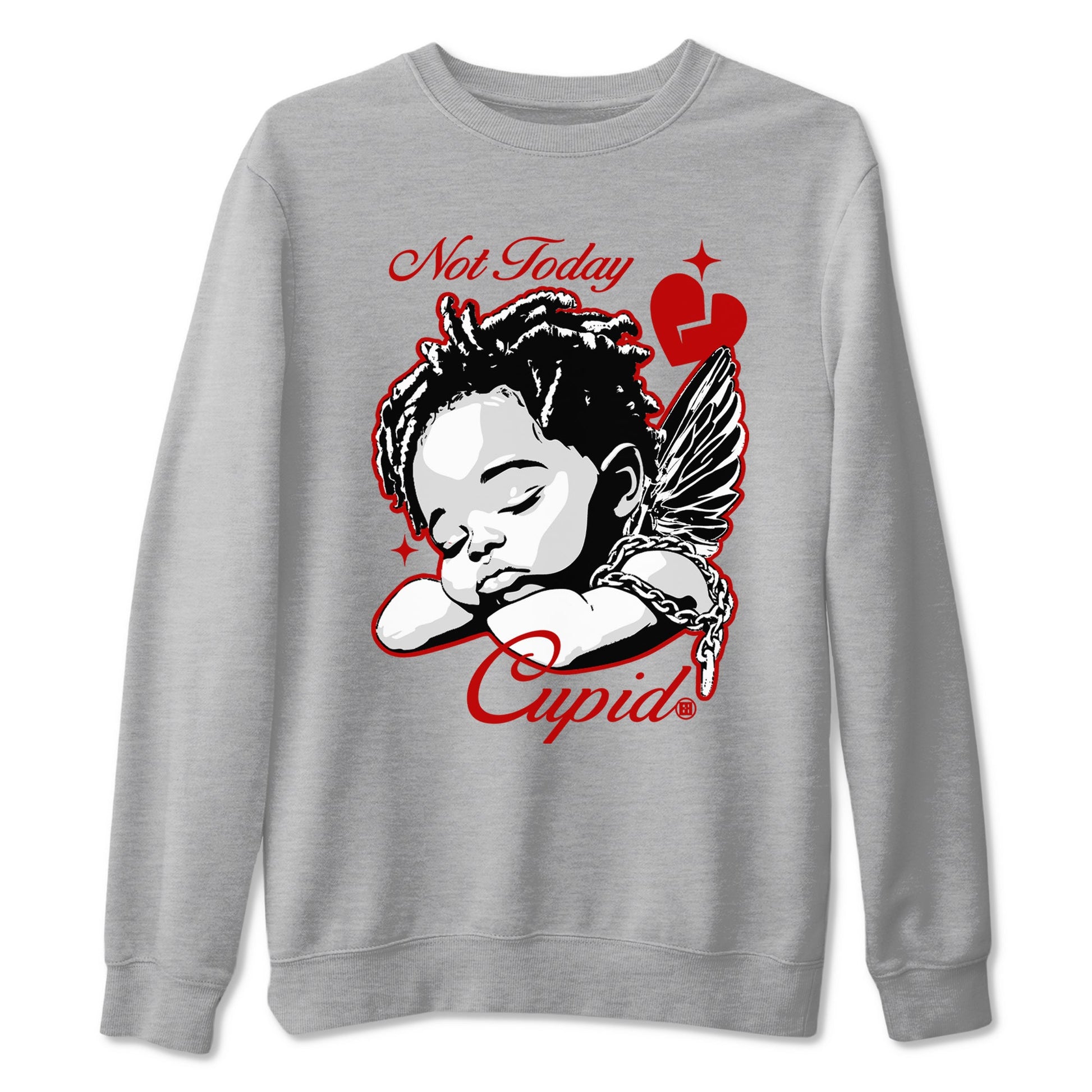 Air Jordan 11 Low Bred sneaker match tee Not Today Cupid sneaker match tees Air Jordan 11 Bred best t-shirts to match jordans SNRT Sneaker Tees unisex cotton Heather Grey 2 shirts