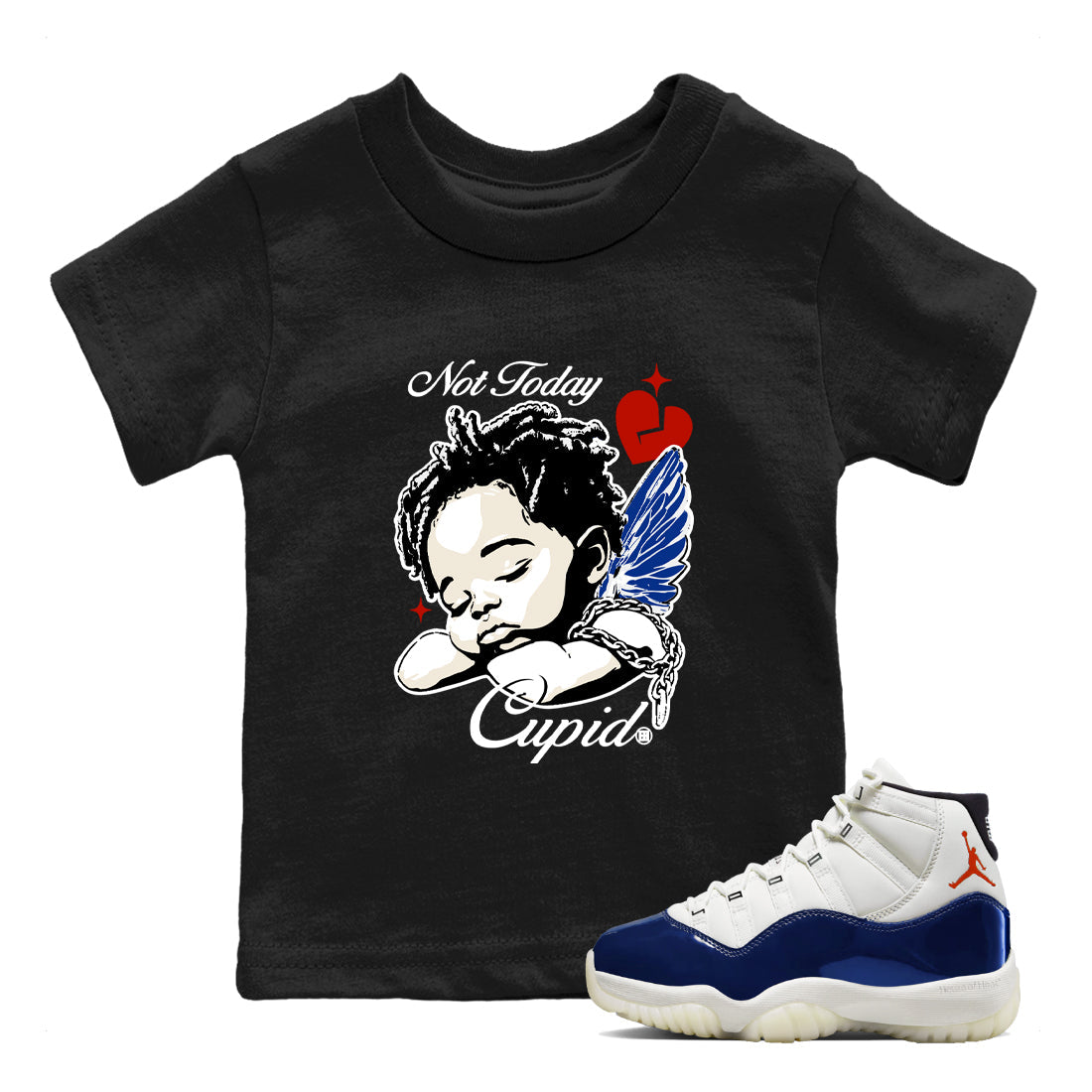 Sneaker Threads – Sneaker Tees To Match Air Jordan 11 Rare Air – Not Today Cupid Youth Graphic Tee Black 1. Perfect for Jordan releases 2025 colorways.