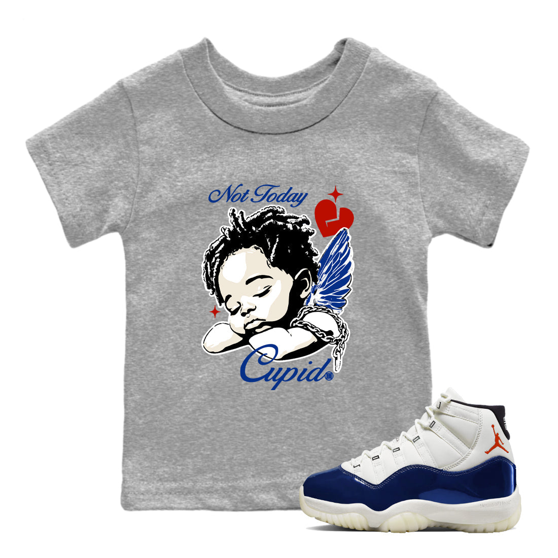 Sneaker Threads – Sneaker Tees To Match Air Jordan 11 Rare Air – Not Today Cupid Youth Graphic Tee Heather Grey 1. Perfect for Jordan releases 2025 colorways.