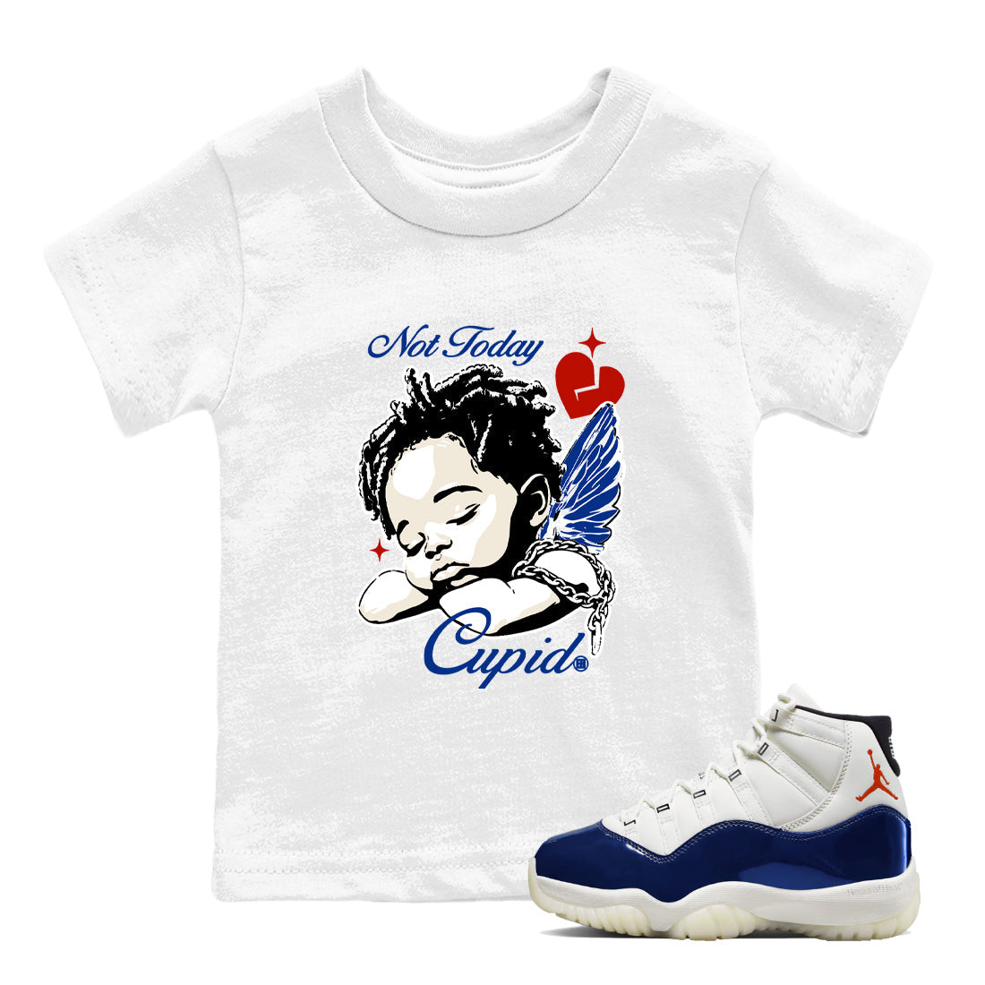 Sneaker Threads – Sneaker Tees To Match Air Jordan 11 Rare Air – Not Today Cupid Youth Graphic Tee White 1. Perfect for Jordan releases 2025 colorways.