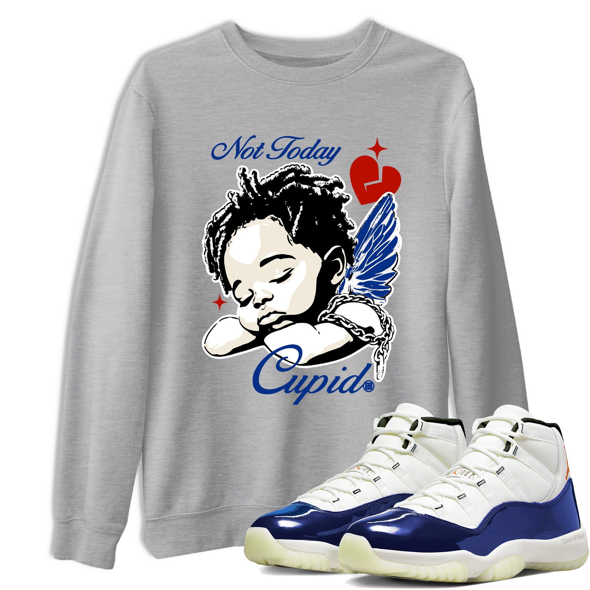 Sneaker Threads – Sneaker Tees To Match Air Jordan 11 Rare Air – Not Today Cupid Graphic Tee Heather Grey 1. Perfect for Jordan releases 2025 colorways.