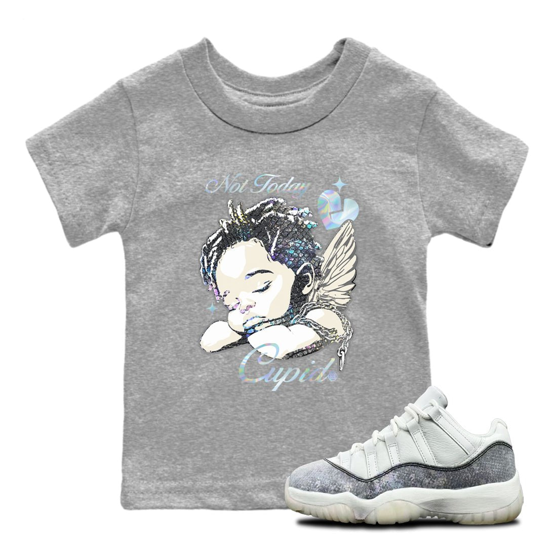 Jordan 11 Low Snake shirts to match jordans Not Today Cupid sneaker match tees Air Jordan 11 Year Of The Snake best t shirts to wear with jordans SNRT Sneaker Tees Youth Baby Heather Grey 1 tee