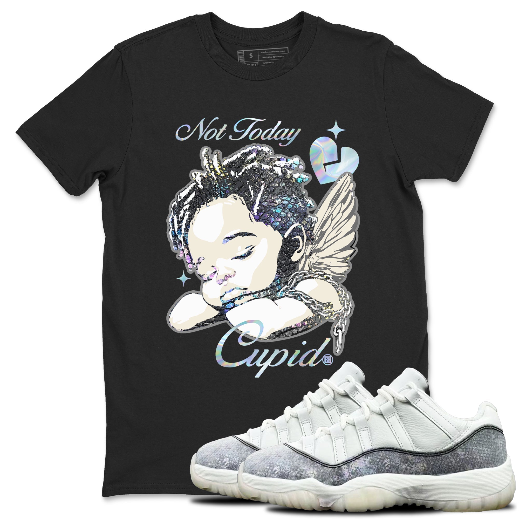 Jordan 11 Low Snake shirts to match jordans Not Today Cupid sneaker match tees Air Jordan 11 Year Of The Snake best t shirts to wear with jordans SNRT Sneaker Tees unisex cotton Black 1 shirts