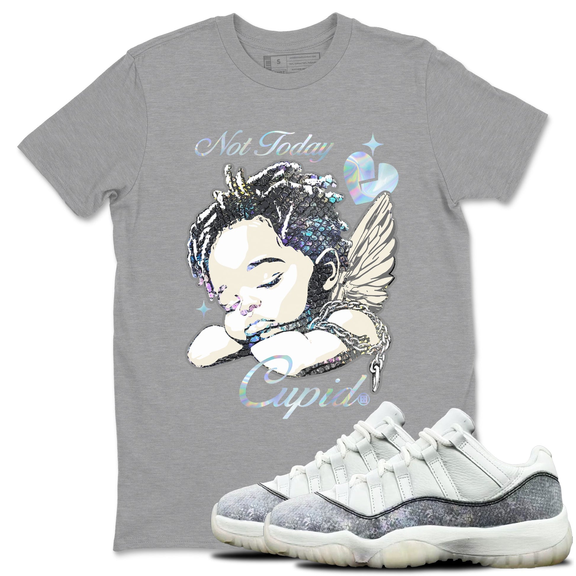 Jordan 11 Low Snake shirts to match jordans Not Today Cupid sneaker match tees Air Jordan 11 Year Of The Snake best t shirts to wear with jordans SNRT Sneaker Tees unisex cotton Heather Grey 1 shirts