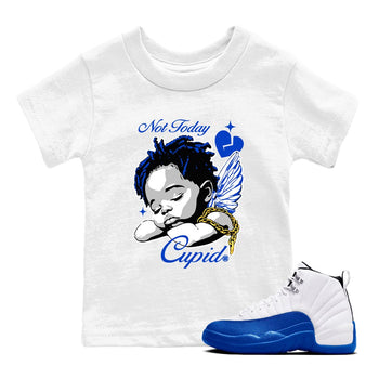12s Retro Blueberry shirts to match jordans Not Today Cupid sneaker match tees Air Jordan 12 Blueberry best t shirts to wear with jordans SNRT Sneaker Tees Youth Baby White 1 tee
