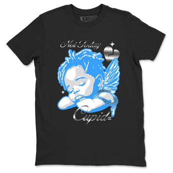 Not Today Cupid sneaker match t-shirt styled to complete your fit with the Air Jordan 12 White and University Blue sneakers, shown in Black 2.