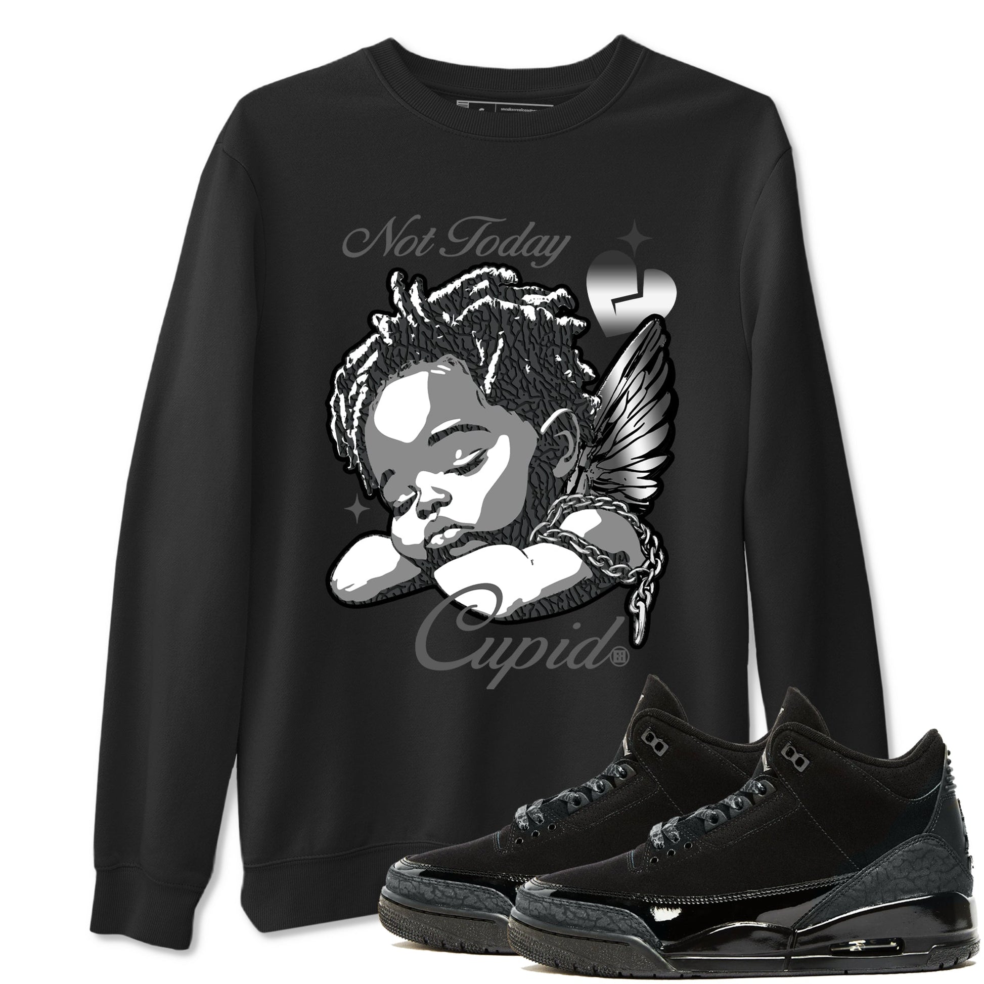 Air Jordan 3 Black Cat shirts to match jordans Not Today Cupid sneaker match tees Jordan 3 Retro Black Cat best t shirts to wear with jordans SNRT Sneaker Tees unisex cotton Black 1 shirts