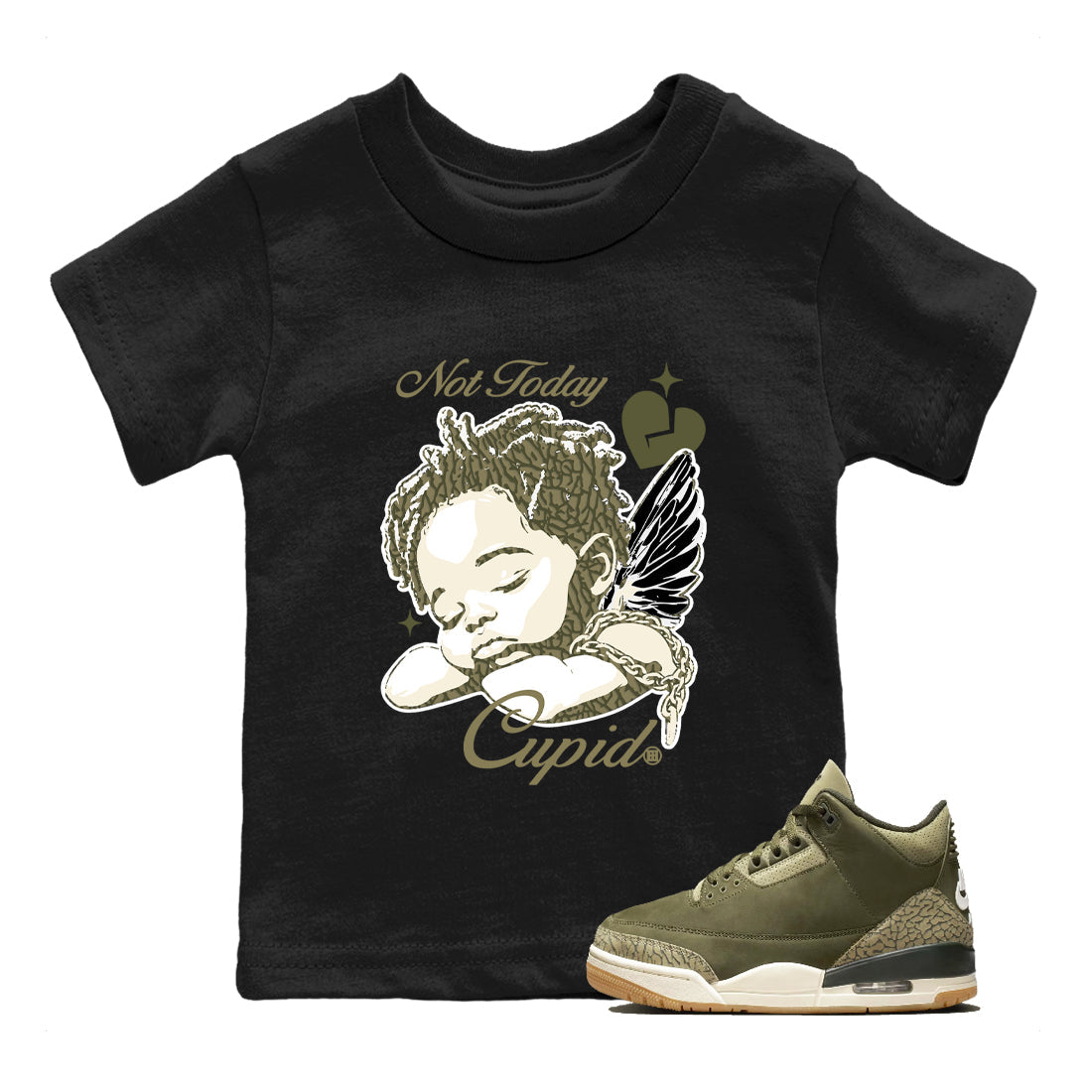 Sneaker Threads – Sneaker Threads To Match Air Jordan 3 Family Affair Shoes – Not Today Cupid Kids T-Shirt Black 1