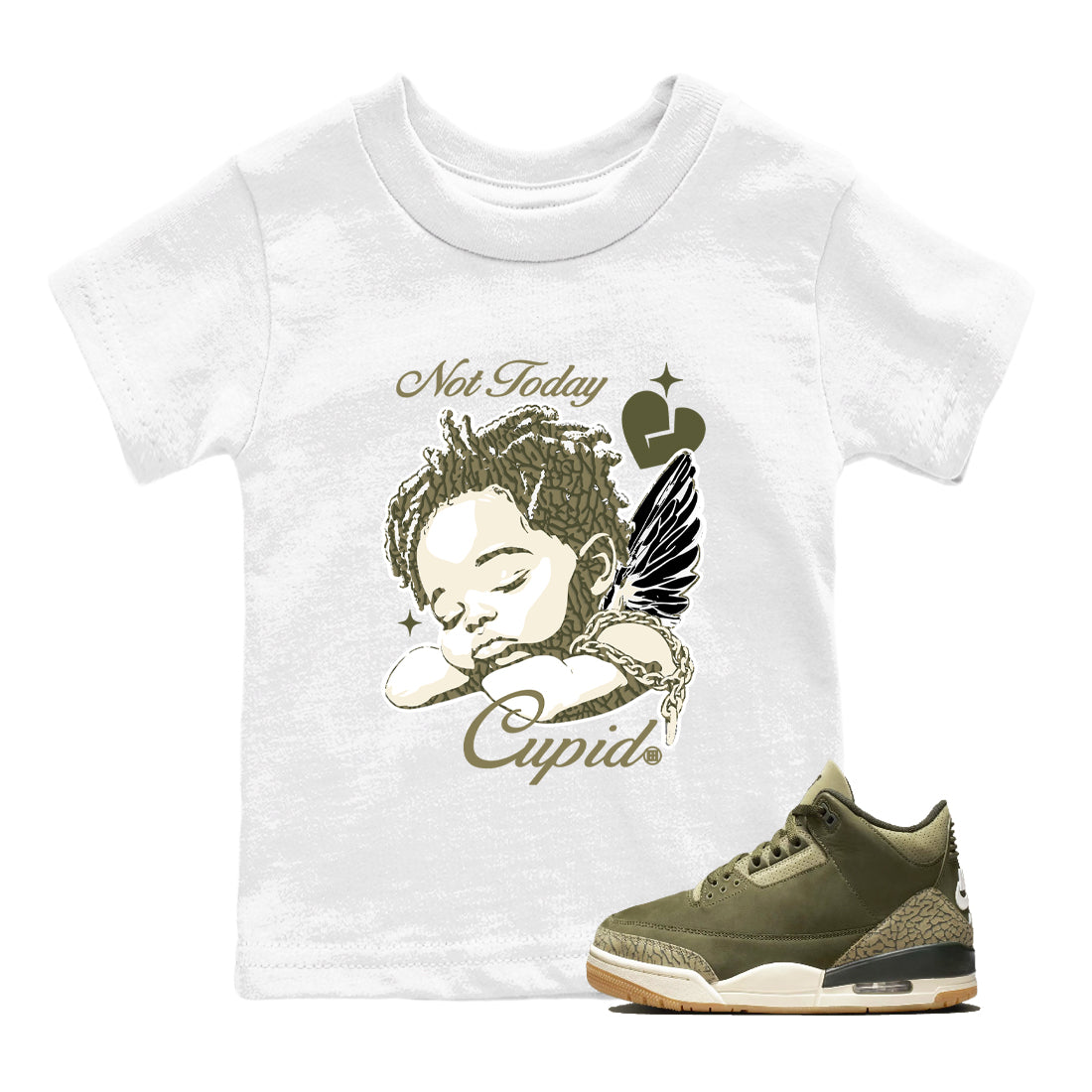Sneaker Threads – Sneaker Threads To Match Air Jordan 3 Family Affair Shoes – Not Today Cupid Kids T-Shirt White 1