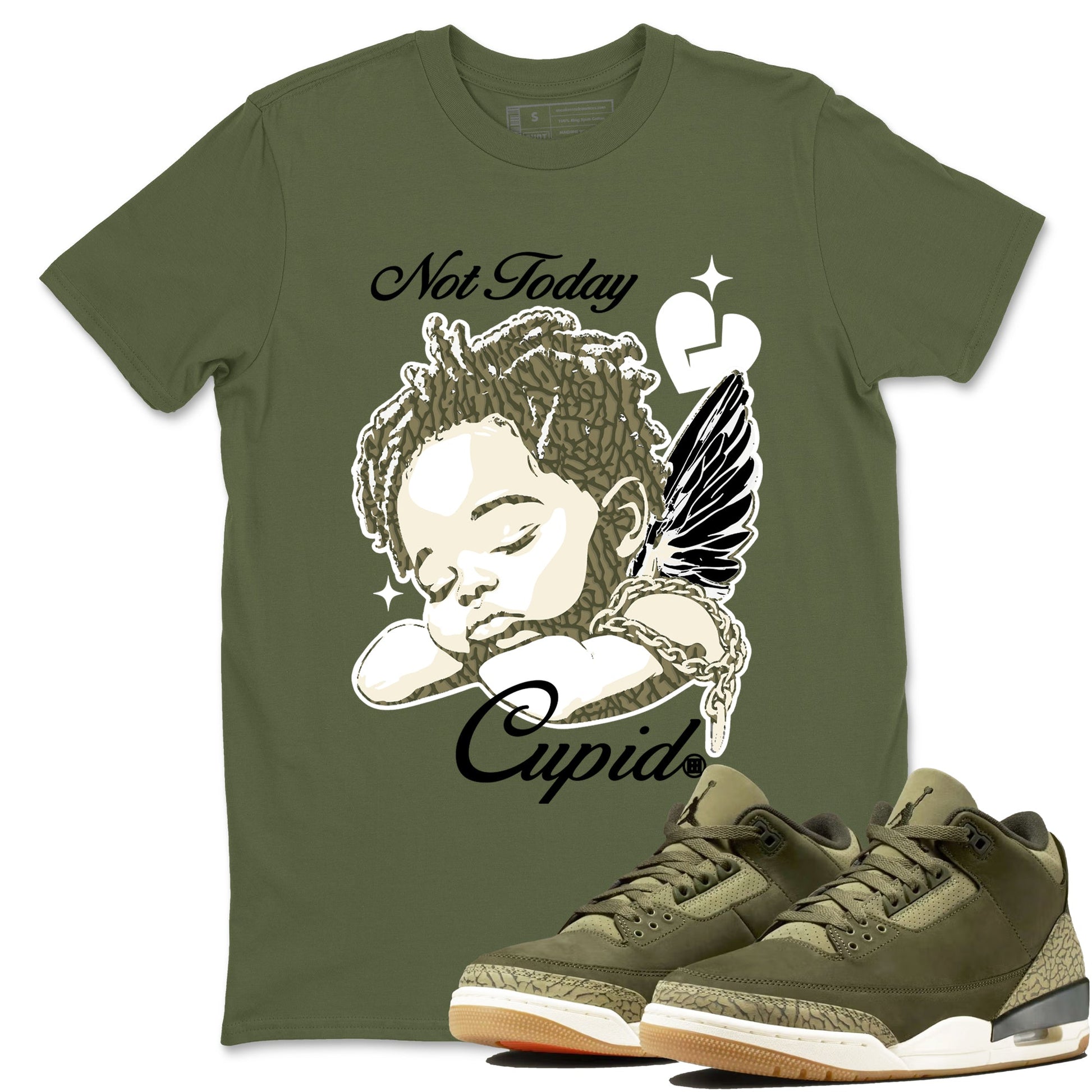 Sneaker Threads – Sneaker Threads To Match Air Jordan 3 Family Affair Shoes – Not Today Cupid Tee Military Green 1