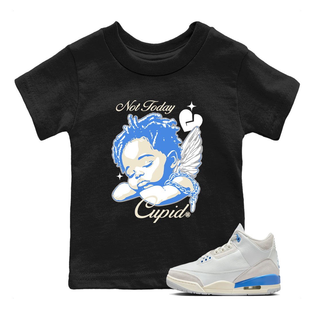 Air Jordan 3 Lucky Shorts shirts to match jordans Not Today Cupid sneaker match tees Air Jordan 3 Retro Lucky Shorts match shoes to clothes SNRT Sneaker Tees Youth Baby Black 1 tee
