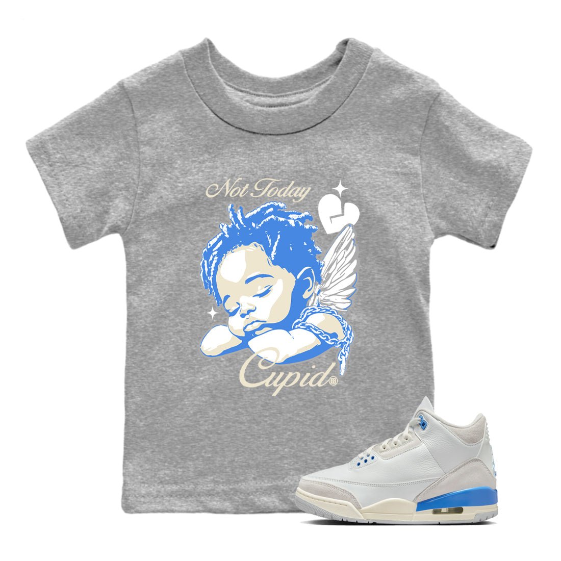 Air Jordan 3 Lucky Shorts shirts to match jordans Not Today Cupid sneaker match tees Air Jordan 3 Retro Lucky Shorts match shoes to clothes SNRT Sneaker Tees Youth Baby Heather Grey 1 tee