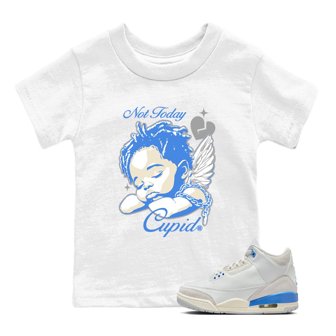 Air Jordan 3 Lucky Shorts shirts to match jordans Not Today Cupid sneaker match tees Air Jordan 3 Retro Lucky Shorts match shoes to clothes SNRT Sneaker Tees Youth Baby White 1 tee