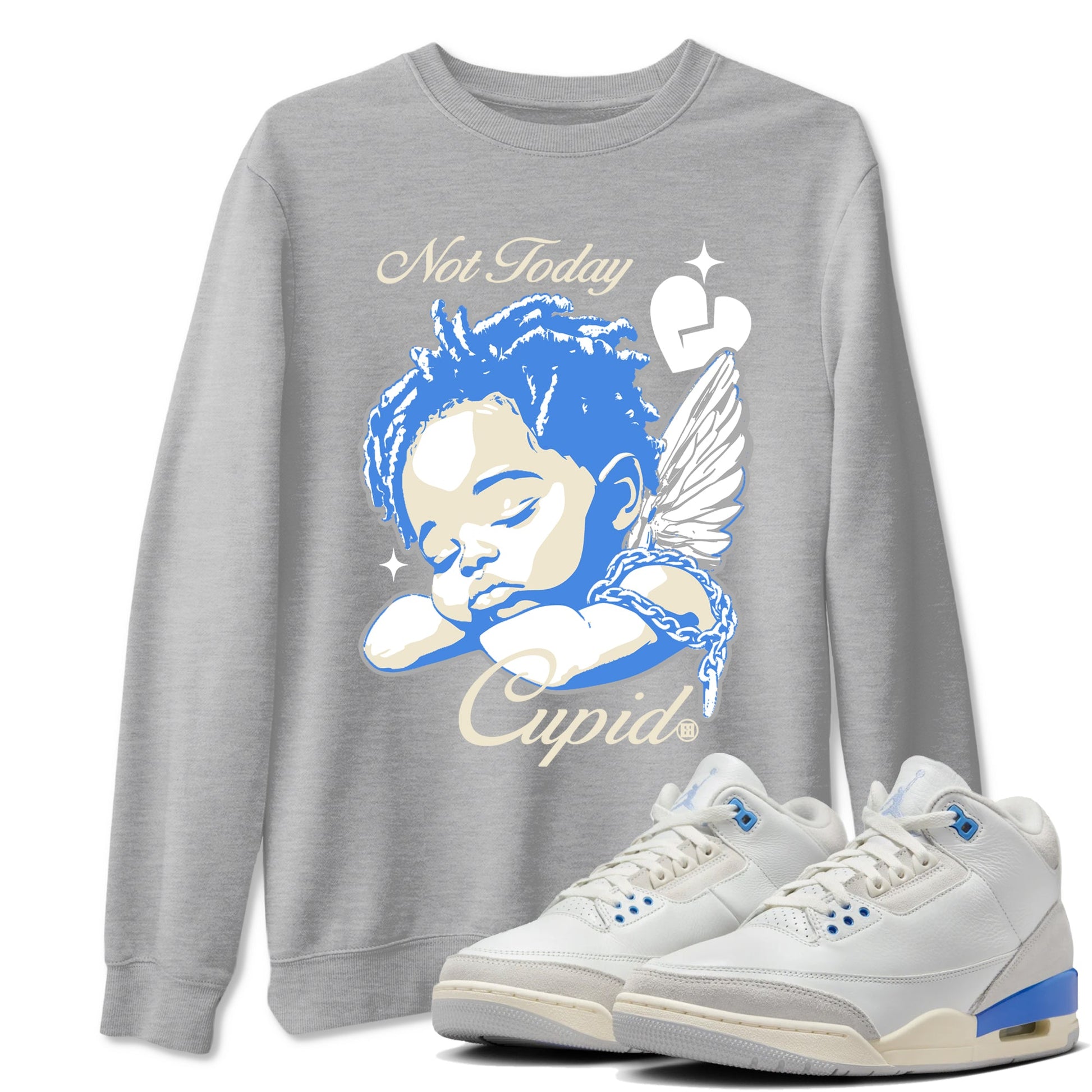 Air Jordan 3 Lucky Shorts shirts to match jordans Not Today Cupid sneaker match tees Air Jordan 3 Retro Lucky Shorts match shoes to clothes SNRT Sneaker Tees unisex cotton Heather Grey 1 shirts