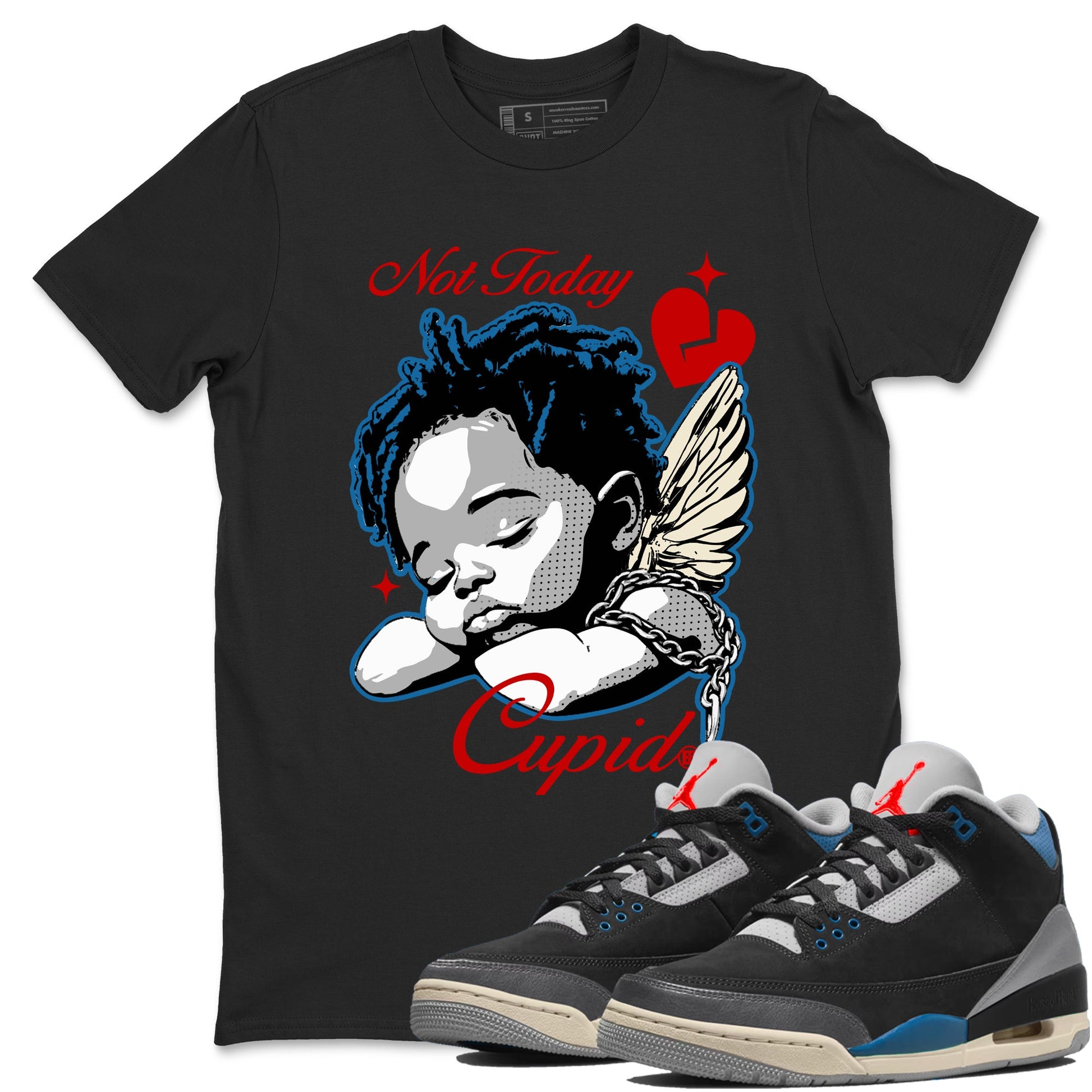 AJ3 Rare Air Graphic shirts Not Today Cupid shirts Air Jordan 3 Rare Air best t-shirts to wear with jordans SNRT Sneaker Tees unisex cotton Black 1 shirts