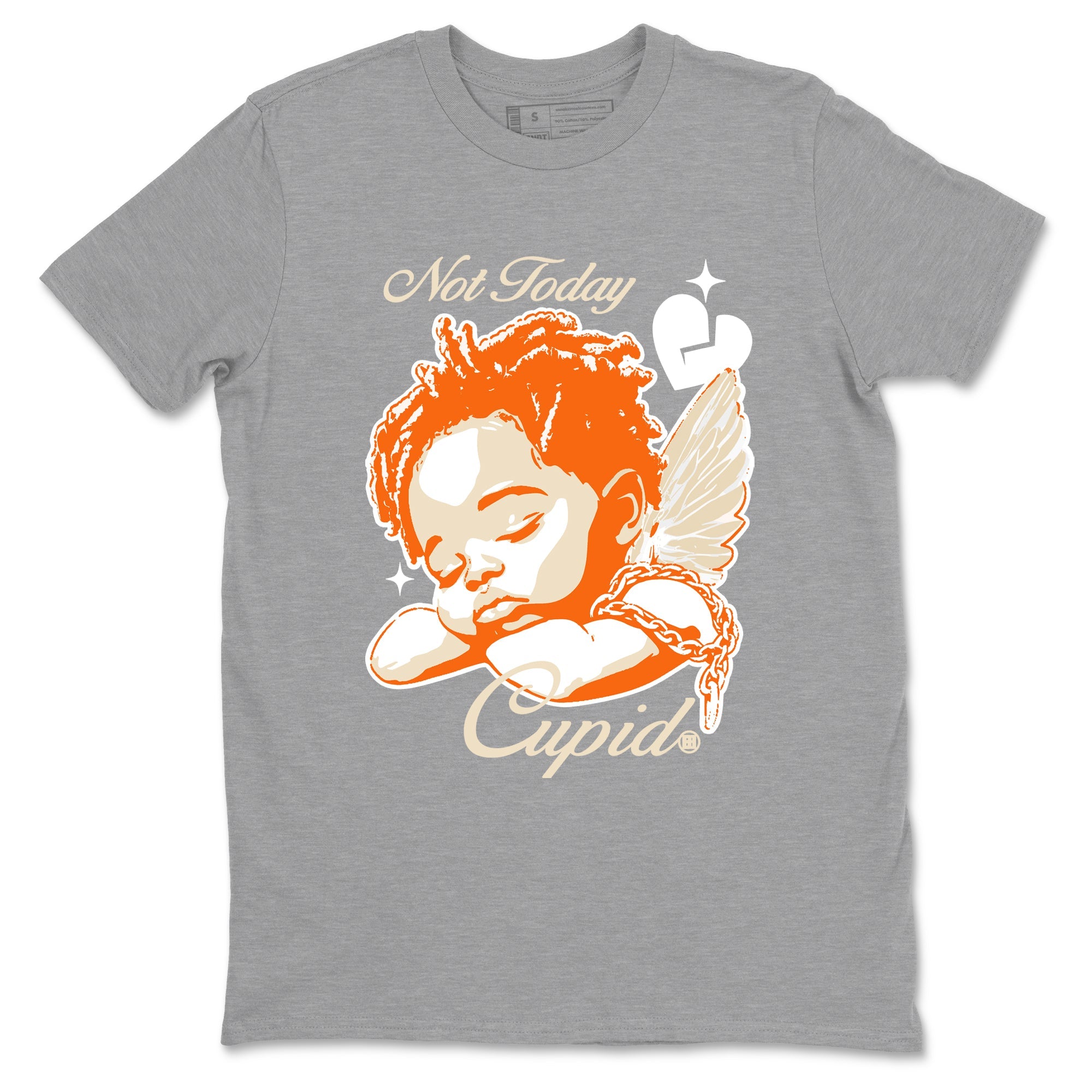 Not Today Cupid sneaker match t-shirt styled to complete your fit with the Air Jordan 3 Starfish sneakers, shown in Heather Grey 2.