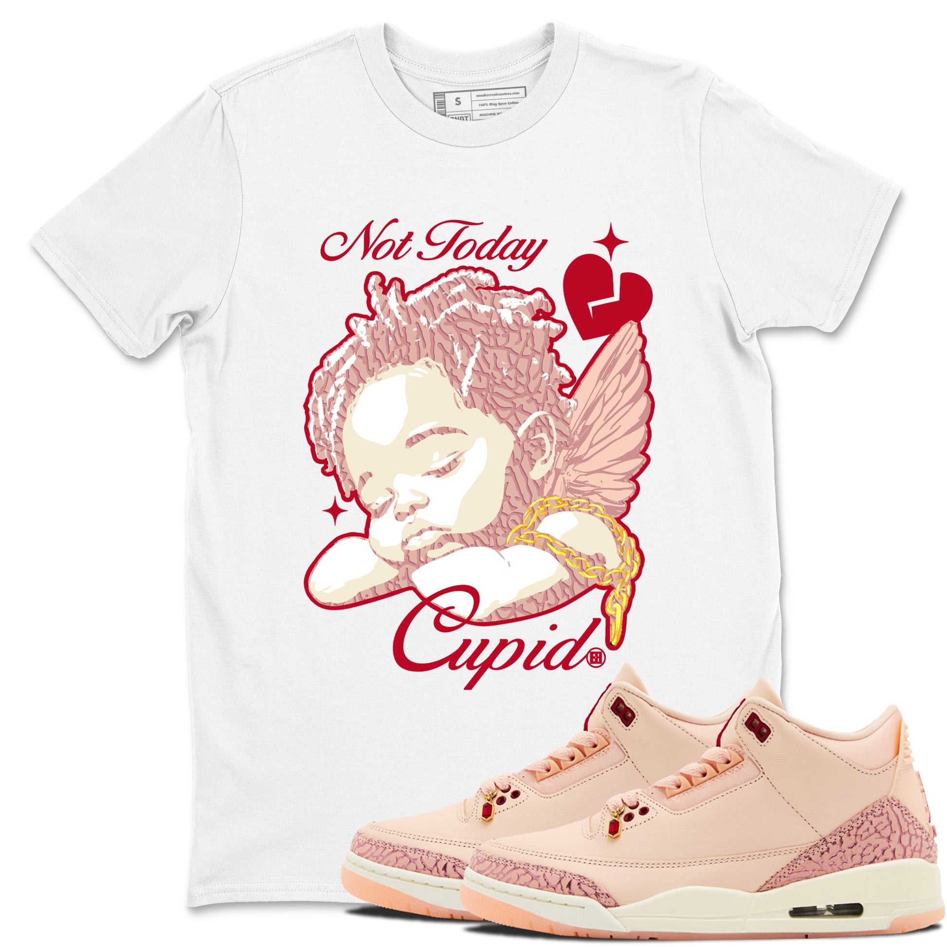 Air Jordan 3 "Treat Yourself" Washed Coral shirts to Special Valentine's Day Not Today Cupid sneaker match tees Jordan 3 Valentine's Day best t shirts to wear with jordans SNRT Sneaker Tees Graphic Tee White 1 shirts